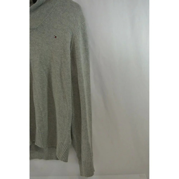 Tommy Hilfiger  Sweater Shawl Neck Button Gray Knit Mens Large 100% Cotton - Picture 4 of 11